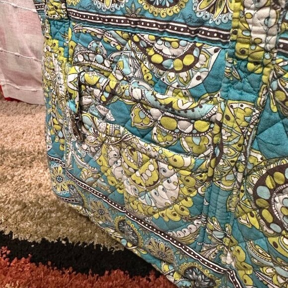 Vera Bradley Peacock Spring 2007 Pattern Zip Top Tote Designer Shoulder Bag EUC - Picture 7 of 15